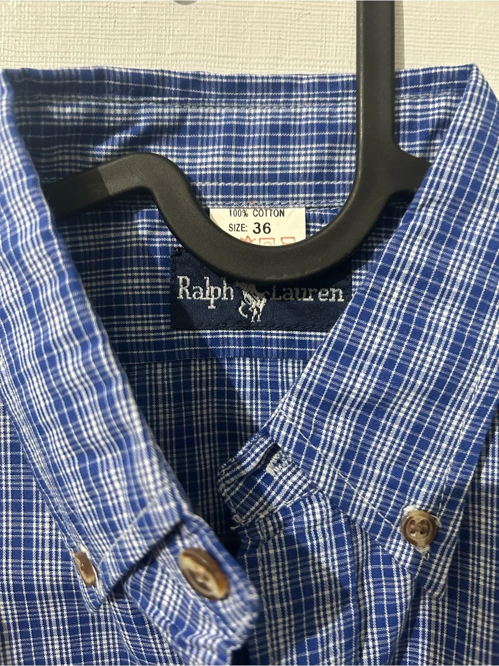Ralph Lauren Boys Blue Plaid Short Sleeve Button-Down Shirt with Red Pony